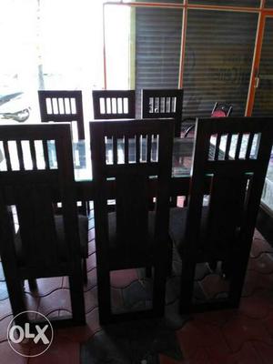 Six Black Wooden Chairs
