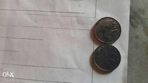 Two Round 25 Paise Silver Coins
