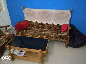 Wooden sofa set for sale. 2 x 1, 3 x 1 wooden