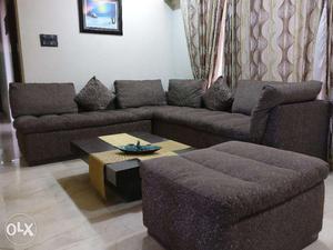 3 piece L shaped sofa set with 1 ottoman and center table