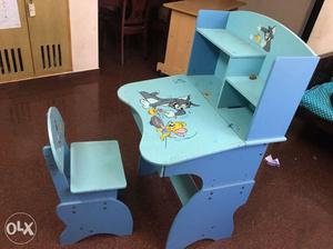 Blue Wooden Desk And Chair