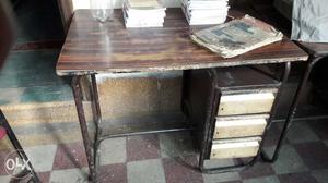 Brown Single Pedestal Desk