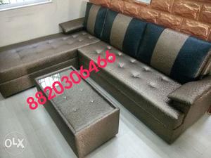 Brown Two Tone Sectional Couch