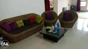Cane painted sofa 3 +1+1 seater, good condition