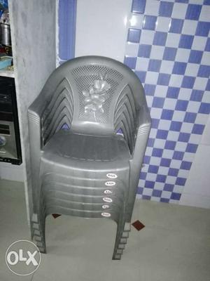 Gray Plastic Stackable Chairs