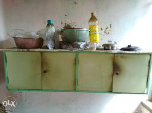 Kitchen shelve made of wood, wall fitted