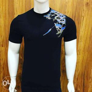 Men's Black And Blue Printed Shirt