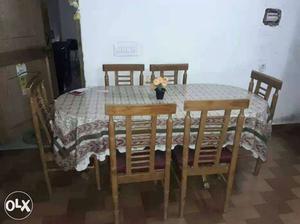 Oval Brown Wooden 7 Piece Dining Set