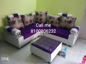 Purple and white combination sectional sofa
