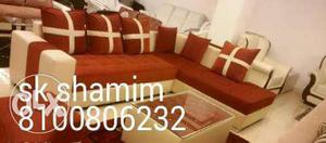 Red And White Couch Set