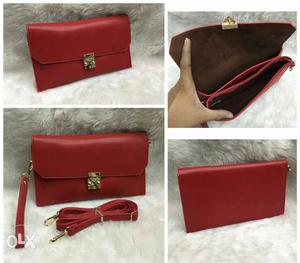Red Leather Wristlet