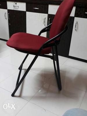 Red Padded Black Folding Chair