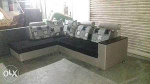 Silver and black colour new Lshape sofa for a