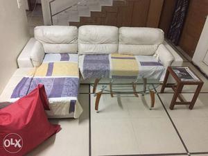 Sofa white color & dining rosewood 6 chair