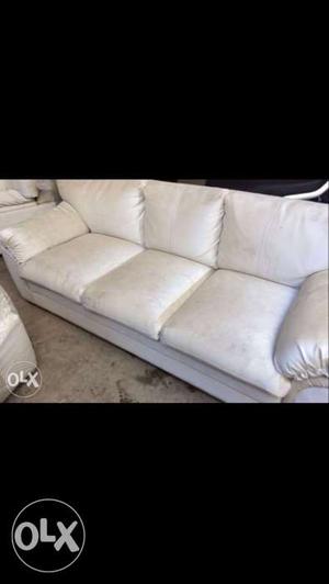 White Leather Sofa. 3+ 2+ 1. got it 6 months ago.