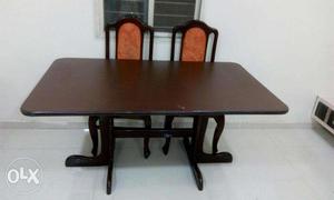 Wooden dining table with 6 chairs, teak wood