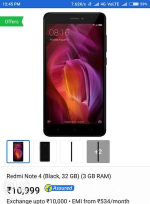 Xiaomi redmi note 4 (3gb + 32gb) black colour