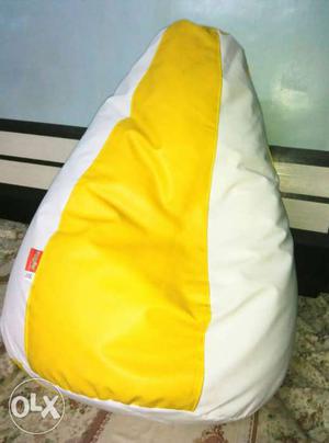 Yellow And White Bean Bag