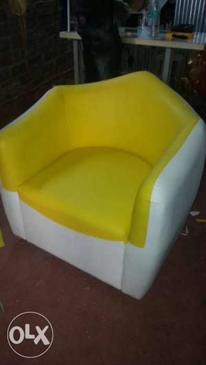 Yellow And White Leather Armchair