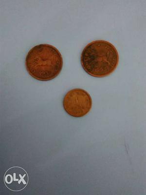 3 pcs of  yr old copper coin