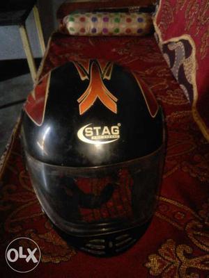 Black And Orange Stag Full Face Helmet