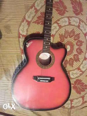 Black And Pink Single Cutaway Acoustic Guitar