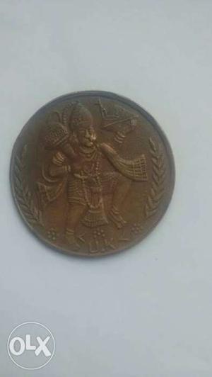 Bronze Hanuman Embossed U.K Round Coin