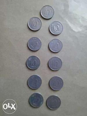 Eleven Round Silver 10 Coins