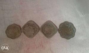 Four Silver India Paise Coins