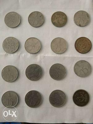 Old 25 rupees coins. price negotiable. pls