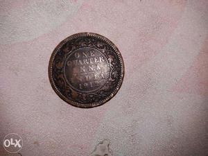 One quarter coin old Indian 