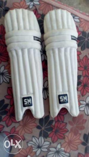 Pair Of White SM Cricket pads Guard