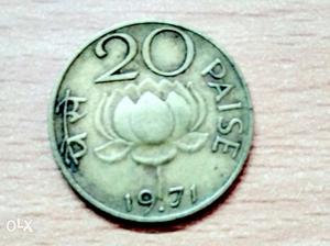 Round  Silver 20 Paise Coin