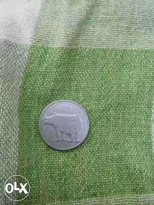 Round Silver 25 India Paise Coin