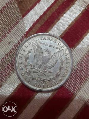 Round Silver One Dollar Coin