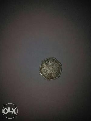 Silver 3 India Paise Hexagon Coin