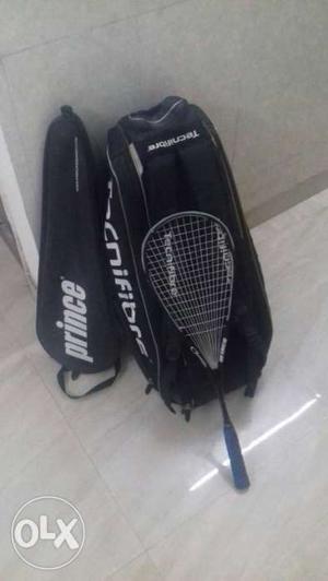 Squash racket with kitbag