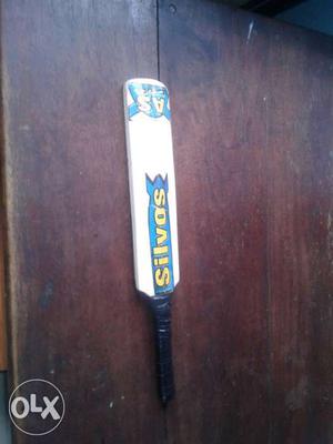White And Blue Silvos Wooden Cricket Bat