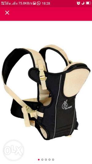 Baby's Black And Beige Baby Carrier