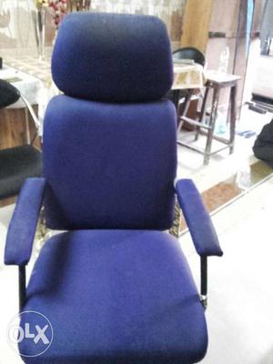 Blue Suede Rolling Chair