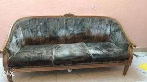 Comfortable 5 Seater Grey Wooden Sofa (Sagaun+Teak)