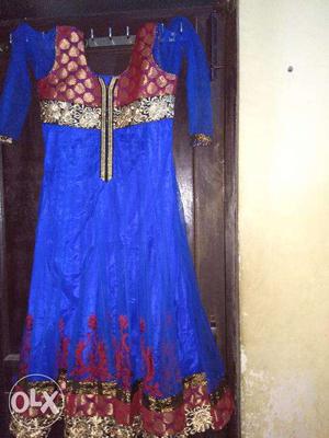 Frock suit in royal blue and gajri color