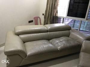 Grey Leather 3+2 seater sofa