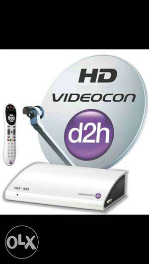 HD settop box with remote & dish. Make-videocon