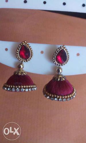 Pair Of Red Jhumka Earrings