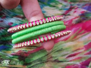 Pink And Green Bangle Bracelets