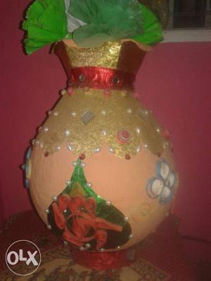 Pink And Green Ceramic Vase