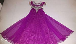 Purple colour party gown