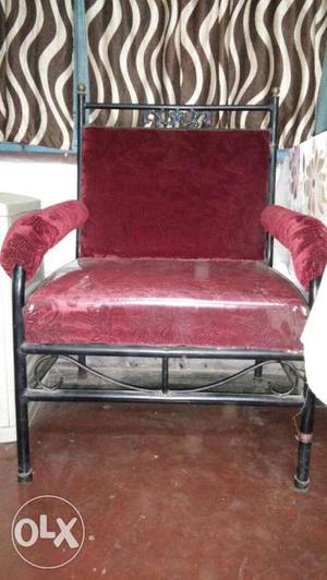 Red iron sofa set three pieces 6 month old
