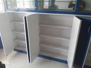 White And Blue Wooden Base Cabinet
